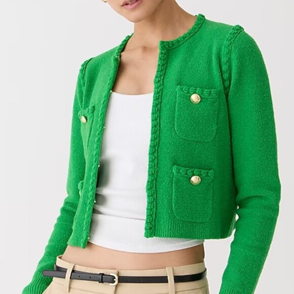 J Crew Odette Sweater lady blazer jacket in cotton blend boucle - Picture 6 of 8